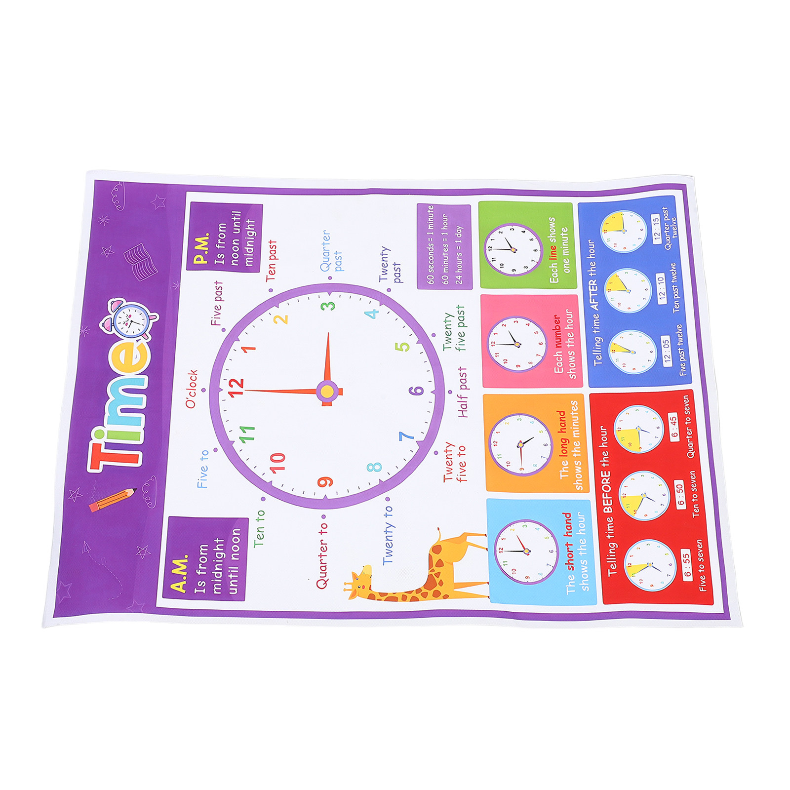 ملصق تعليمي لتعليم الوقت للأطف - مراجعة Kids Education Wallpaper وسعره